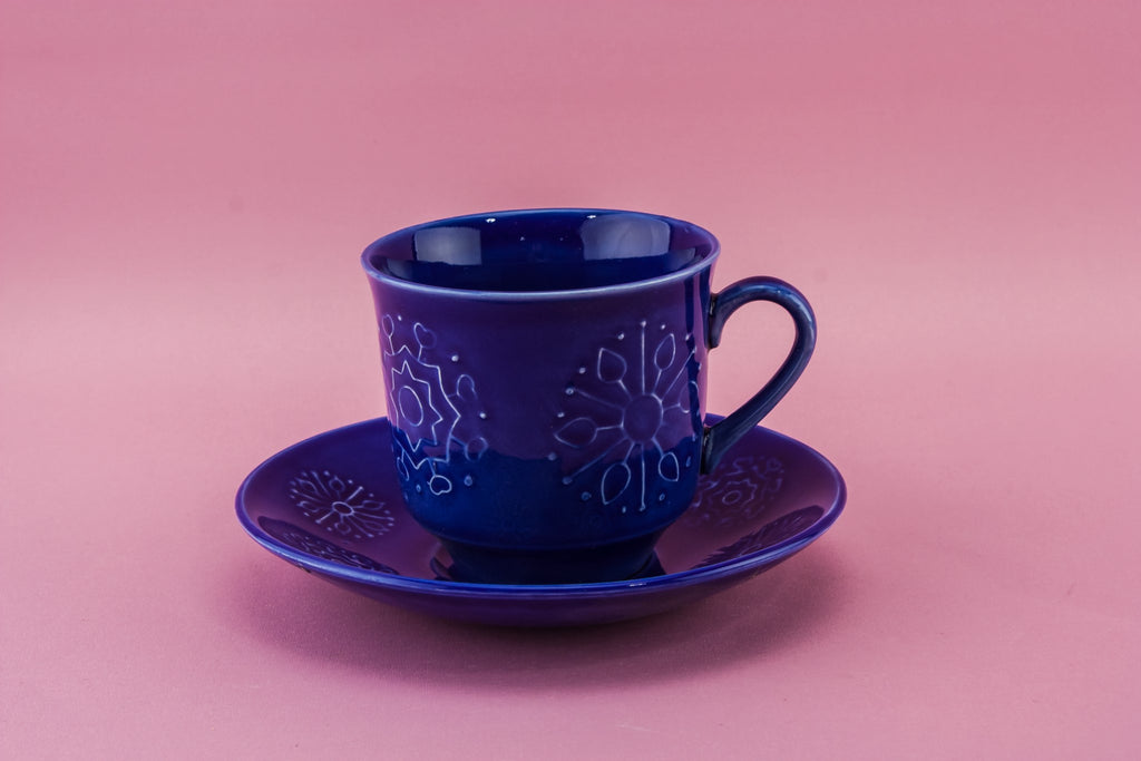 Blue tea set for four