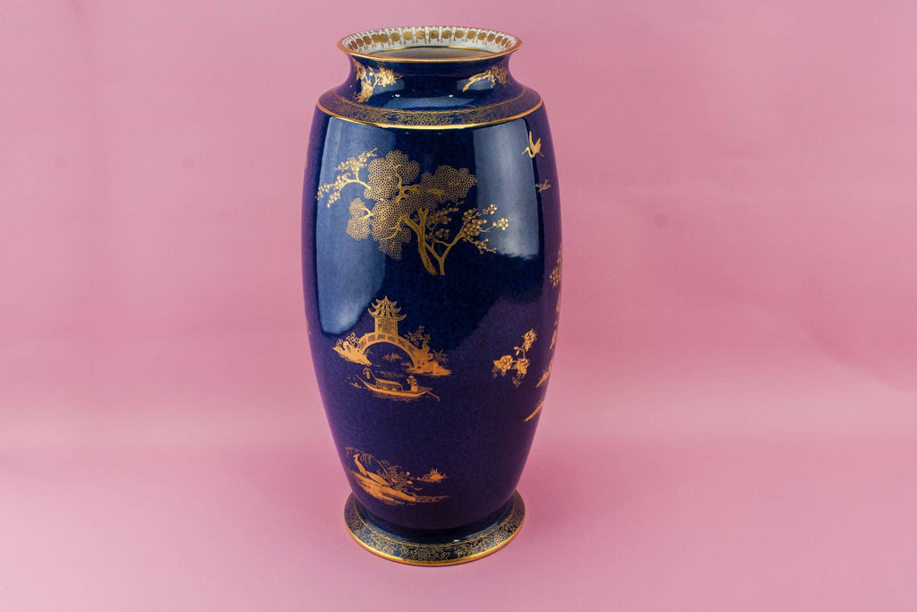 Art Deco blue vase, 1920s by Lavish Shoestring