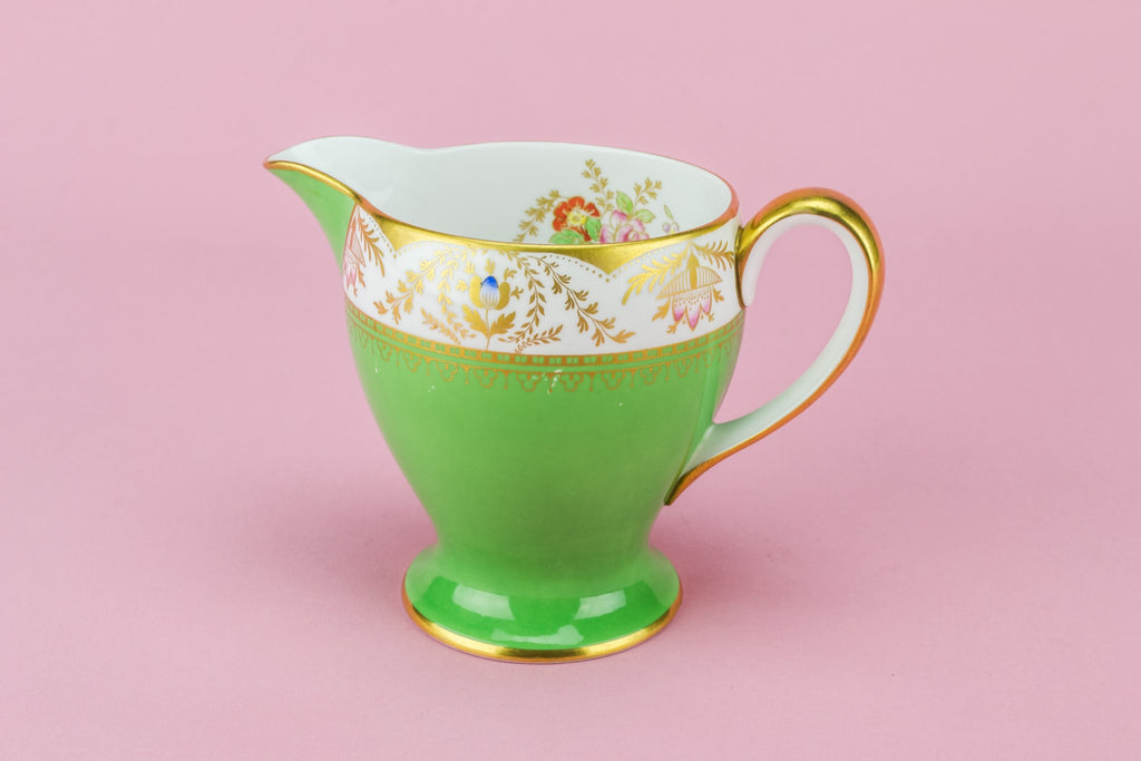 Green bone china creamer