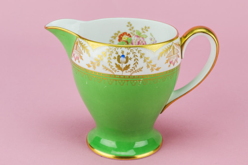 Green bone china creamer