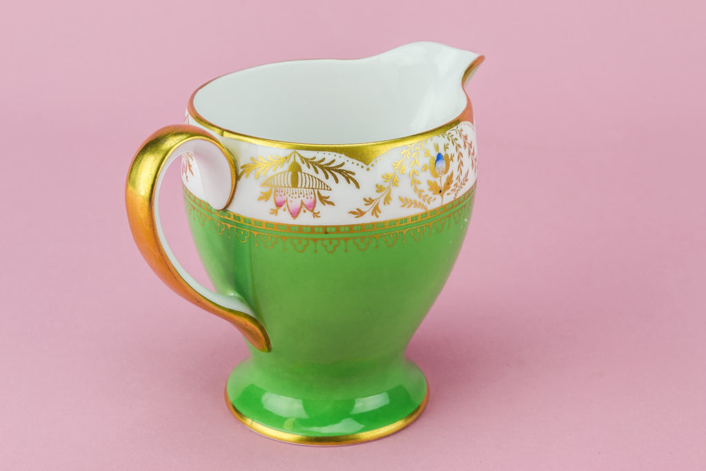 Green bone china creamer