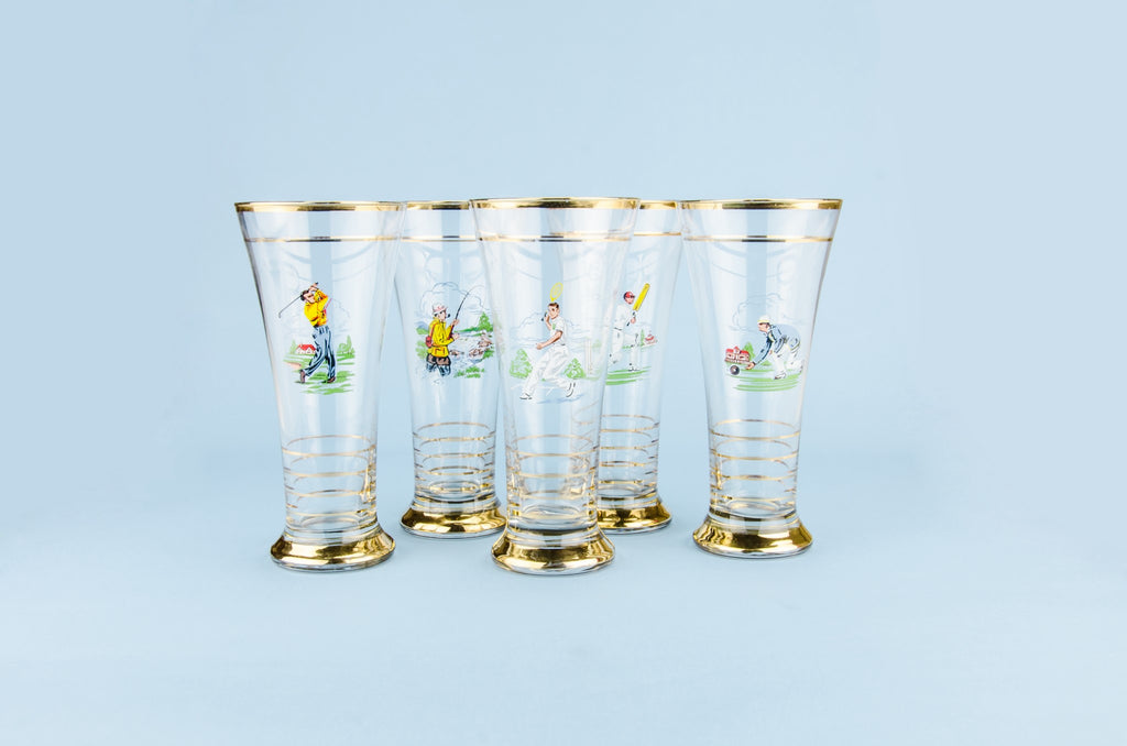 5 trumpet beer glasses