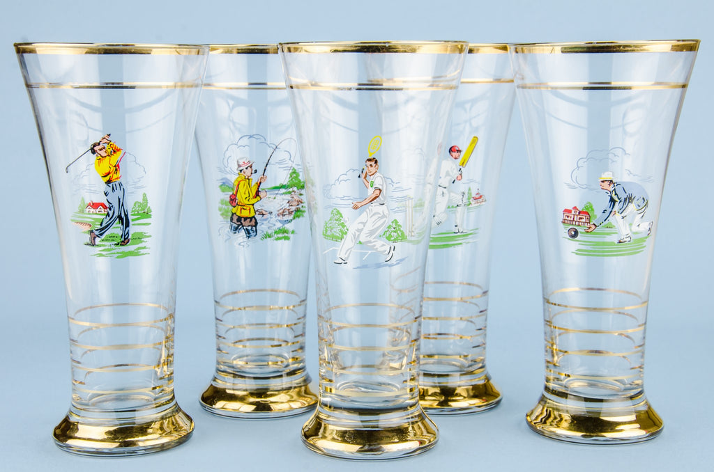 5 trumpet beer glasses