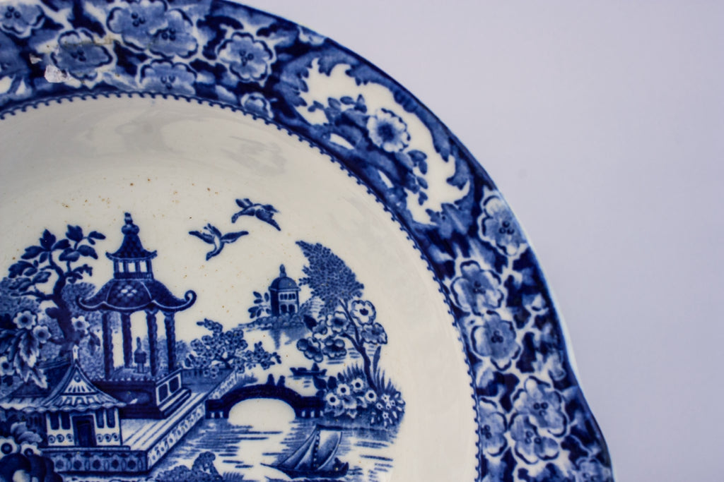 Blue and white serving bowl