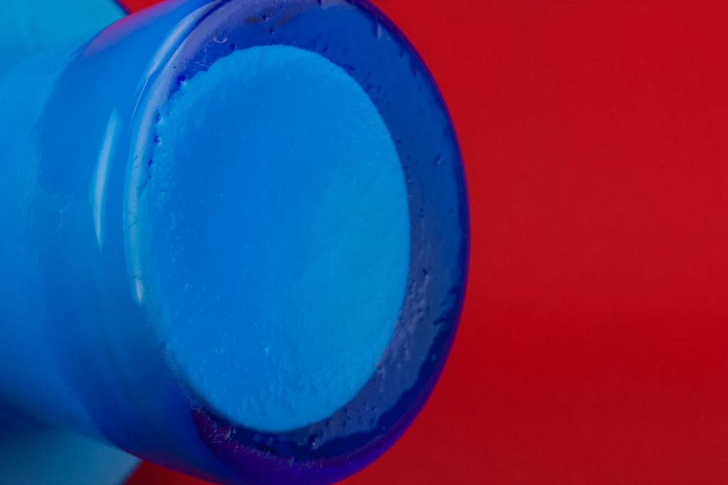 Modernist blue glass vase