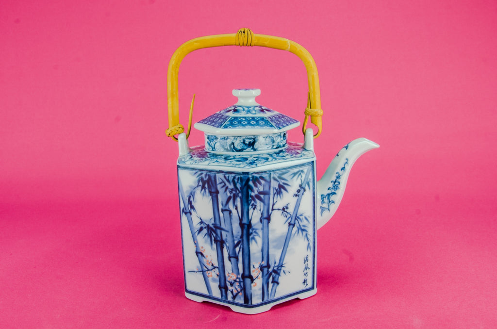 Large blue and white teapot