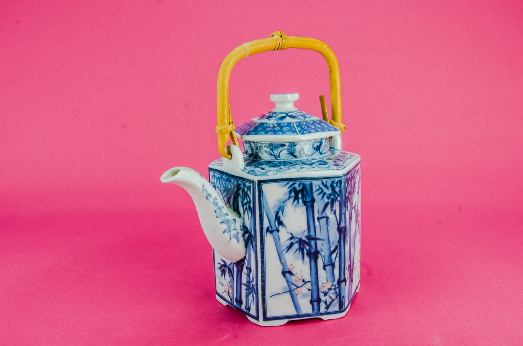 Large blue and white teapot