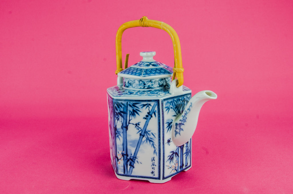 Large blue and white teapot