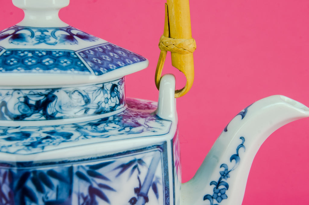 Large blue and white teapot