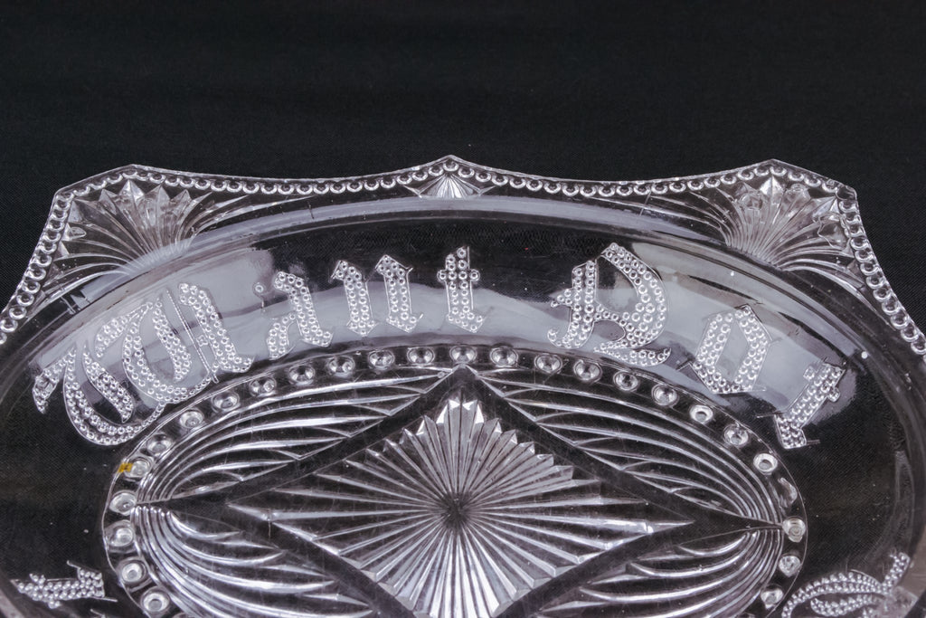 Pressed glass serving bowl