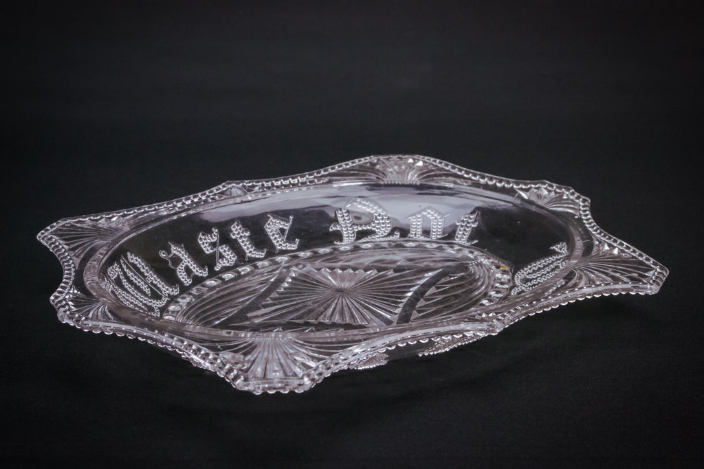 Pressed glass serving bowl