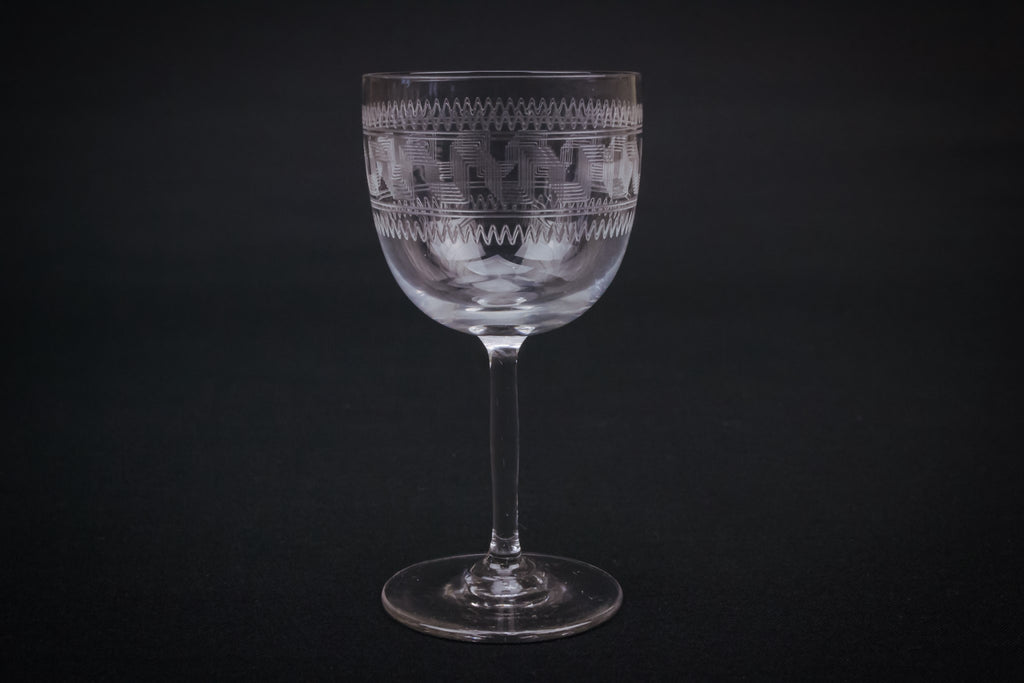 6 engraved port glasses