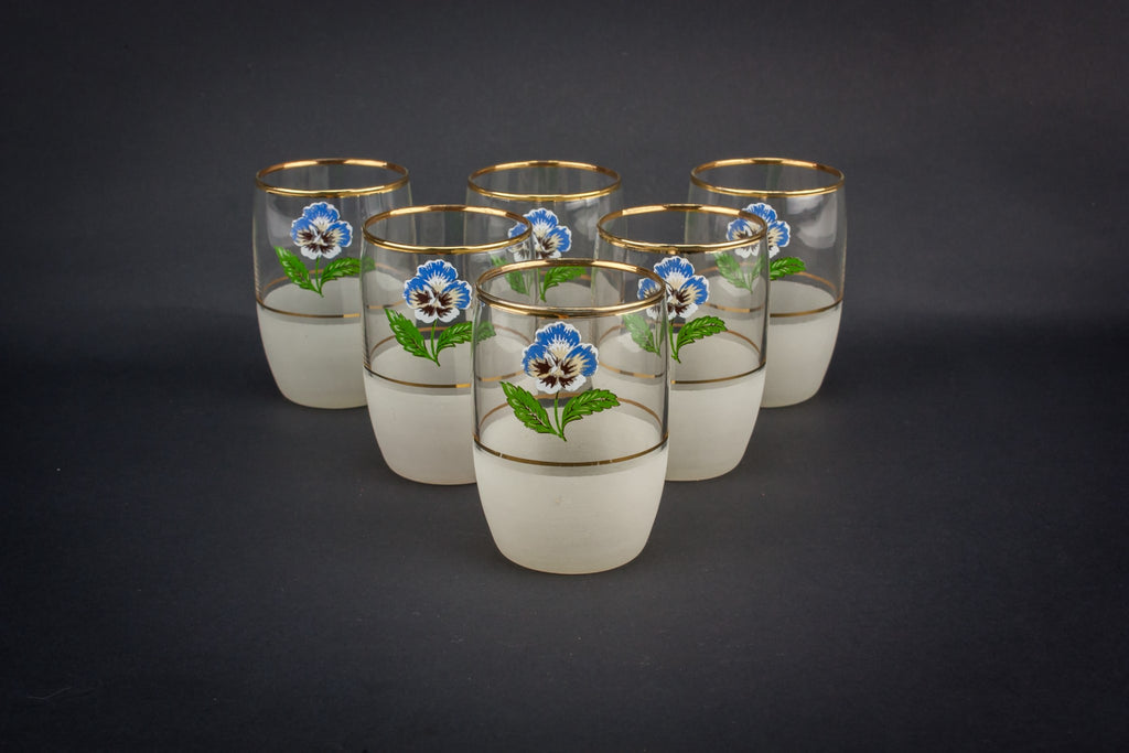 6 floral whisky glasses