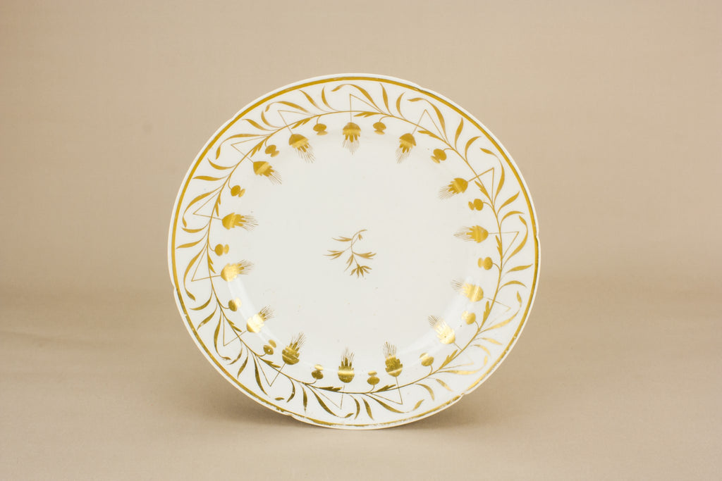 Gold pottery cake plate