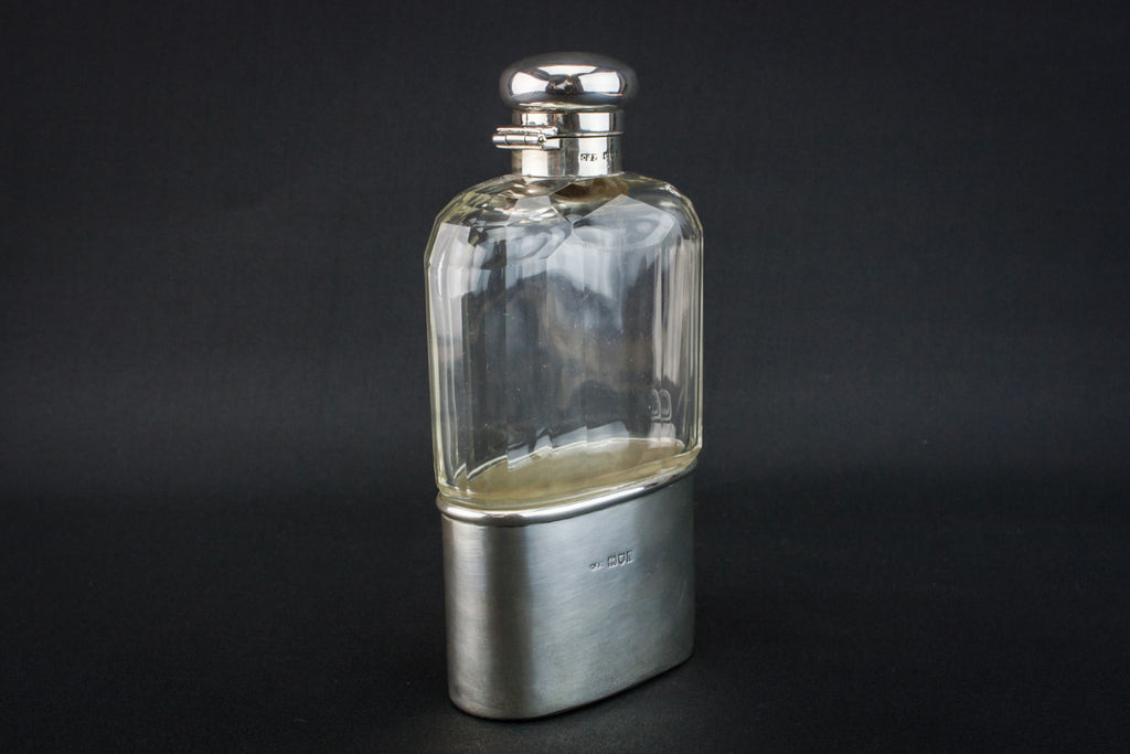 Silver & glass hip flask