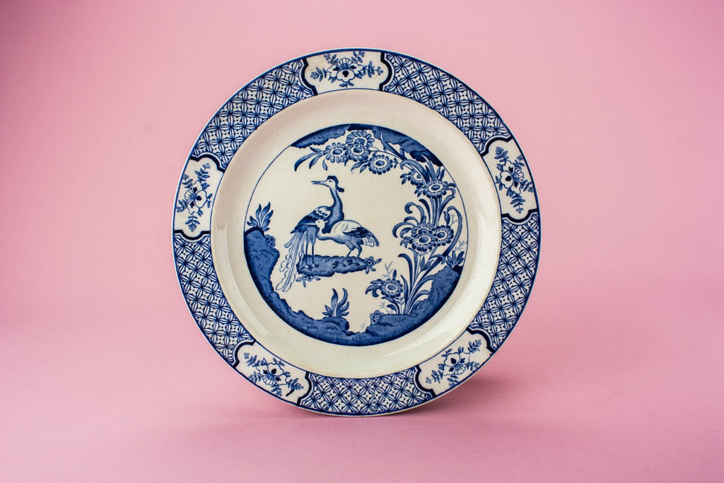 6 blue and white plates