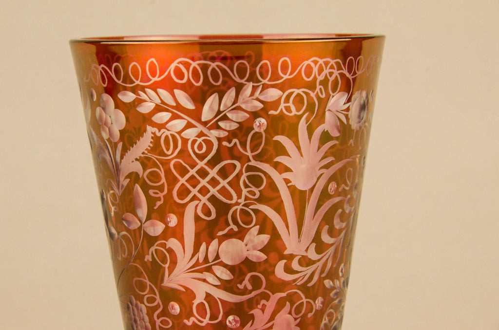 Red whisky glass