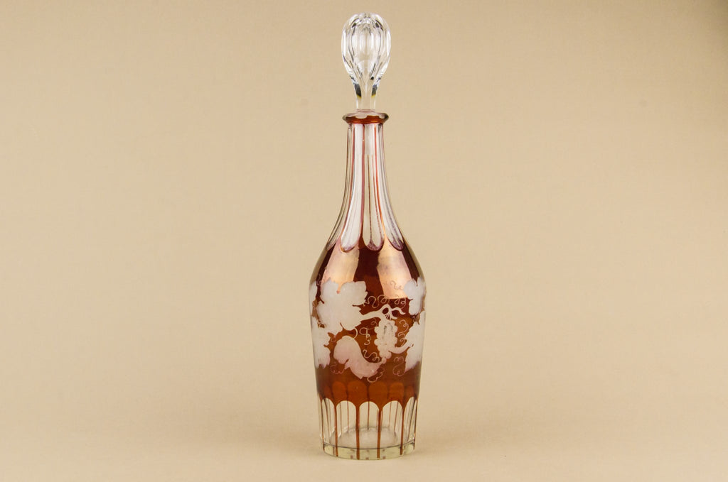 Red glass bottle decanter