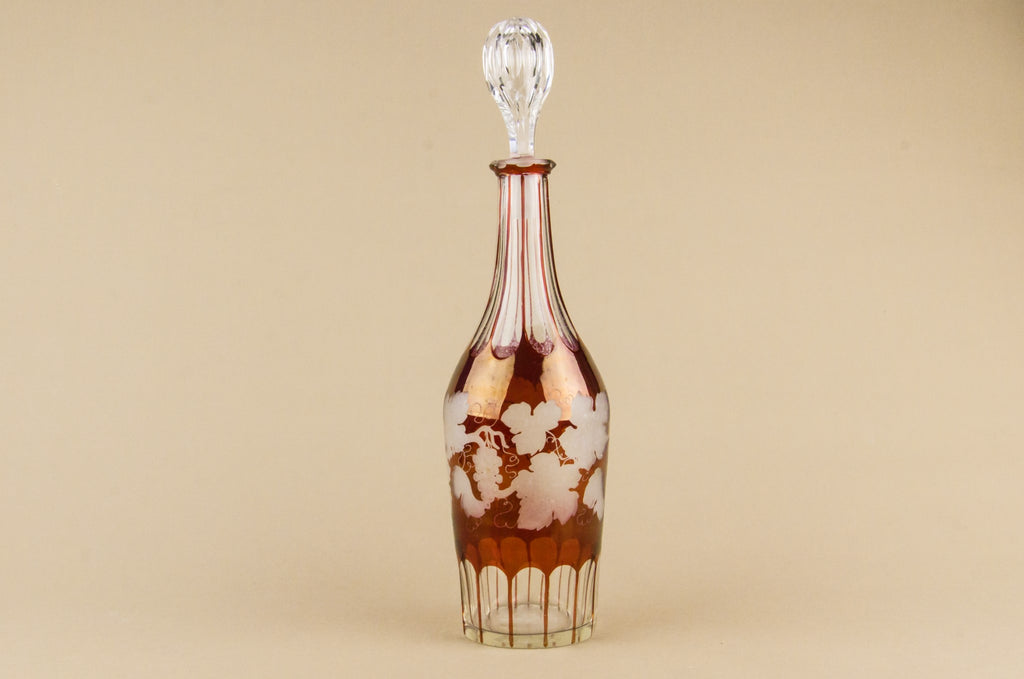 Red glass bottle decanter