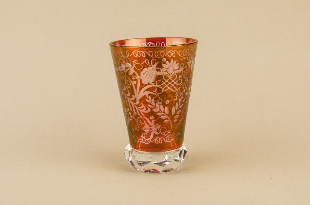 Red whisky glass