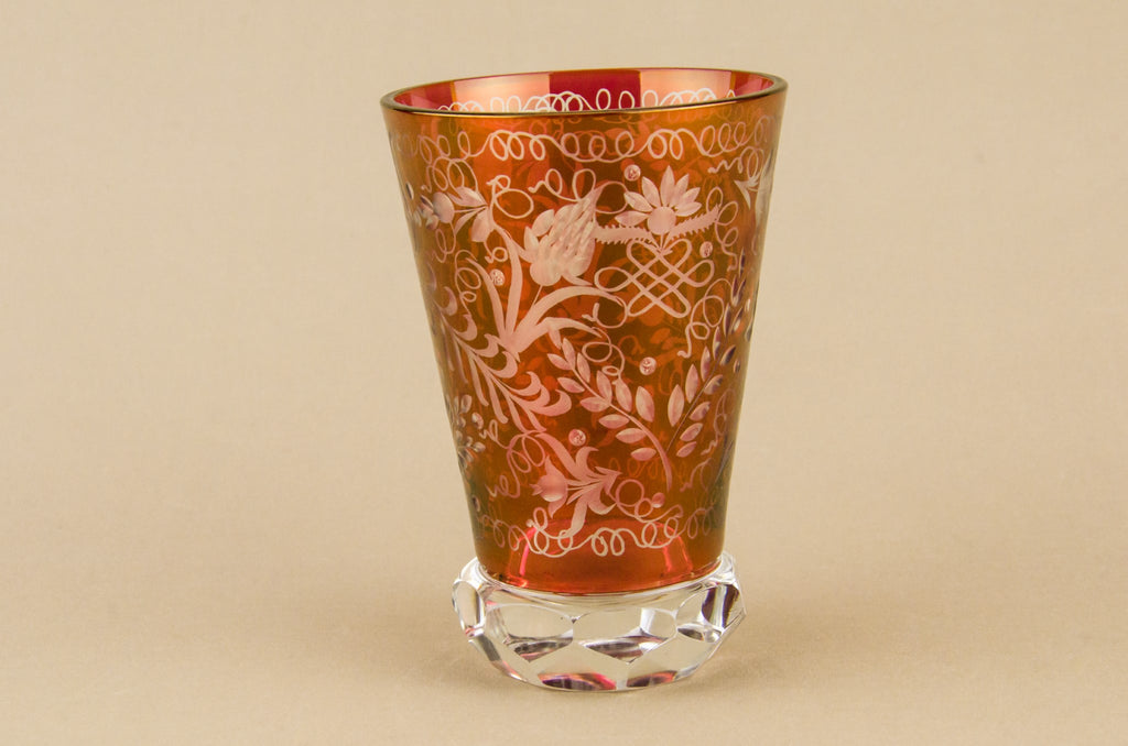 Red whisky glass