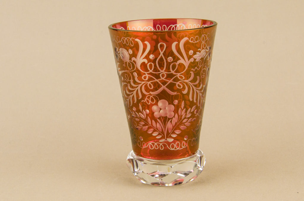 Red whisky glass