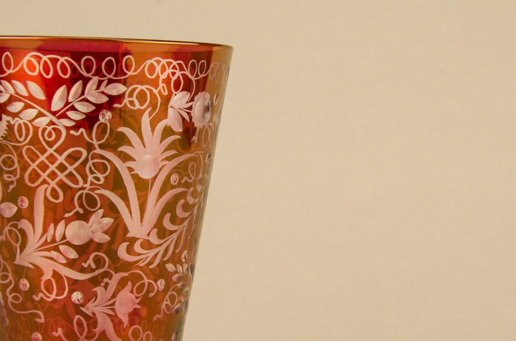 Red whisky glass