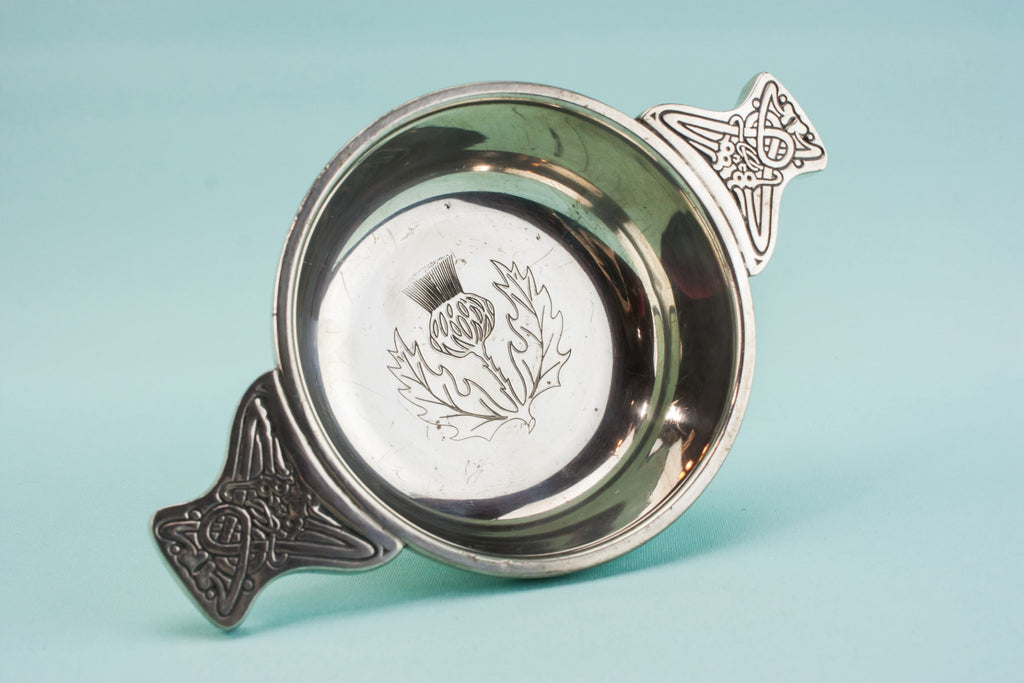 Engraved metal quaich