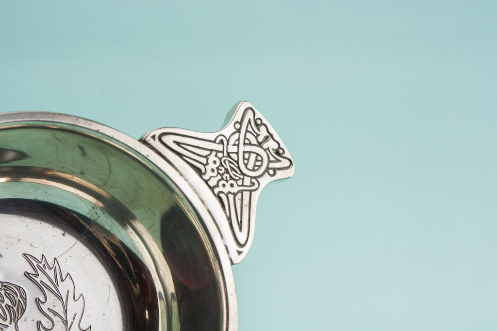 Engraved metal quaich