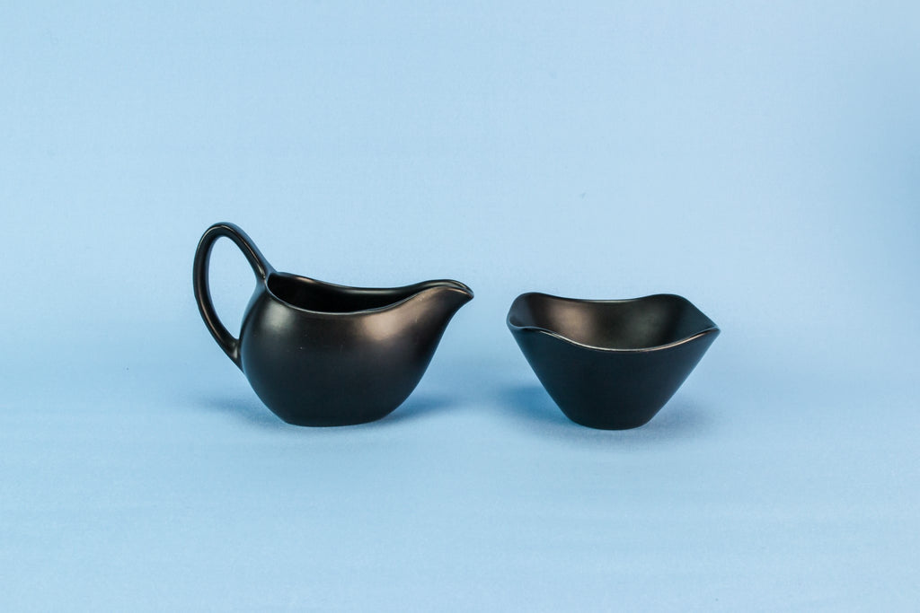 Black creamer and sugar bowl