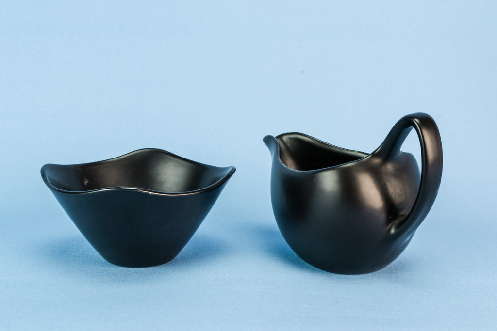 Black creamer and sugar bowl