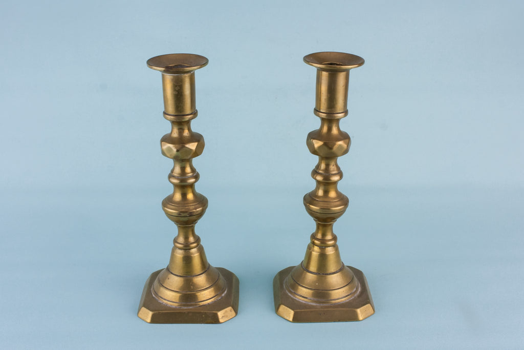 2 brass medium candlesticks