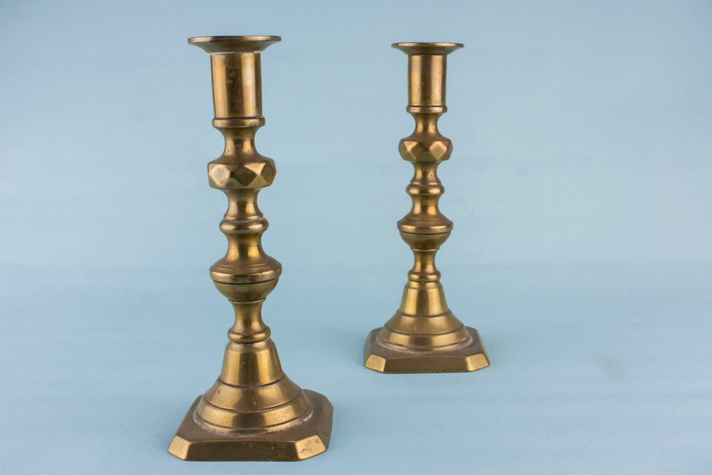 2 brass medium candlesticks