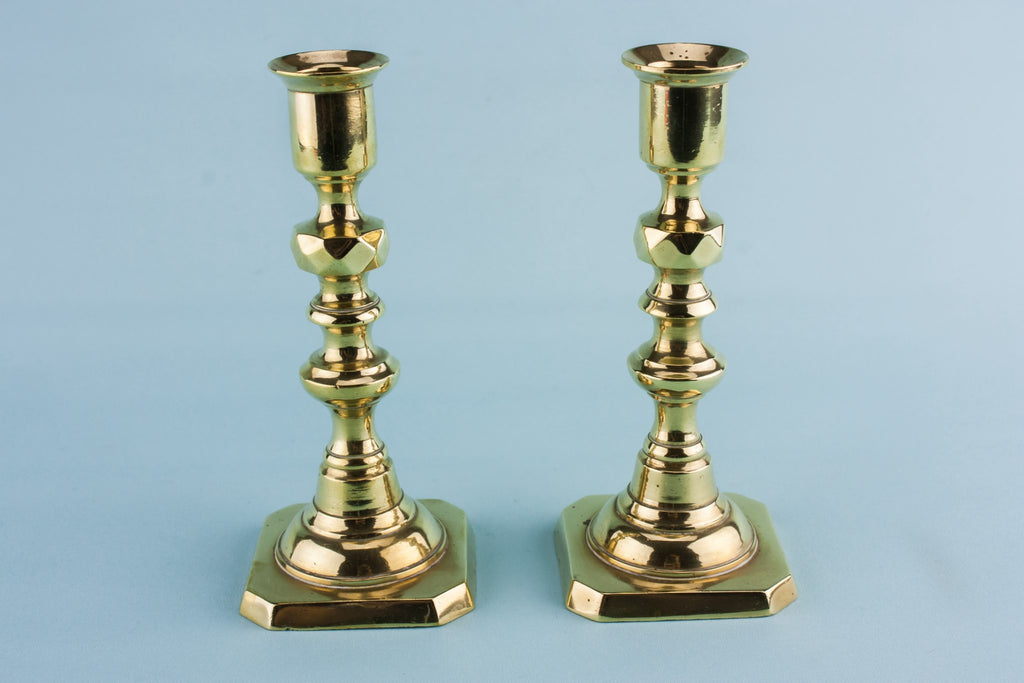 2 brass medium candlesticks