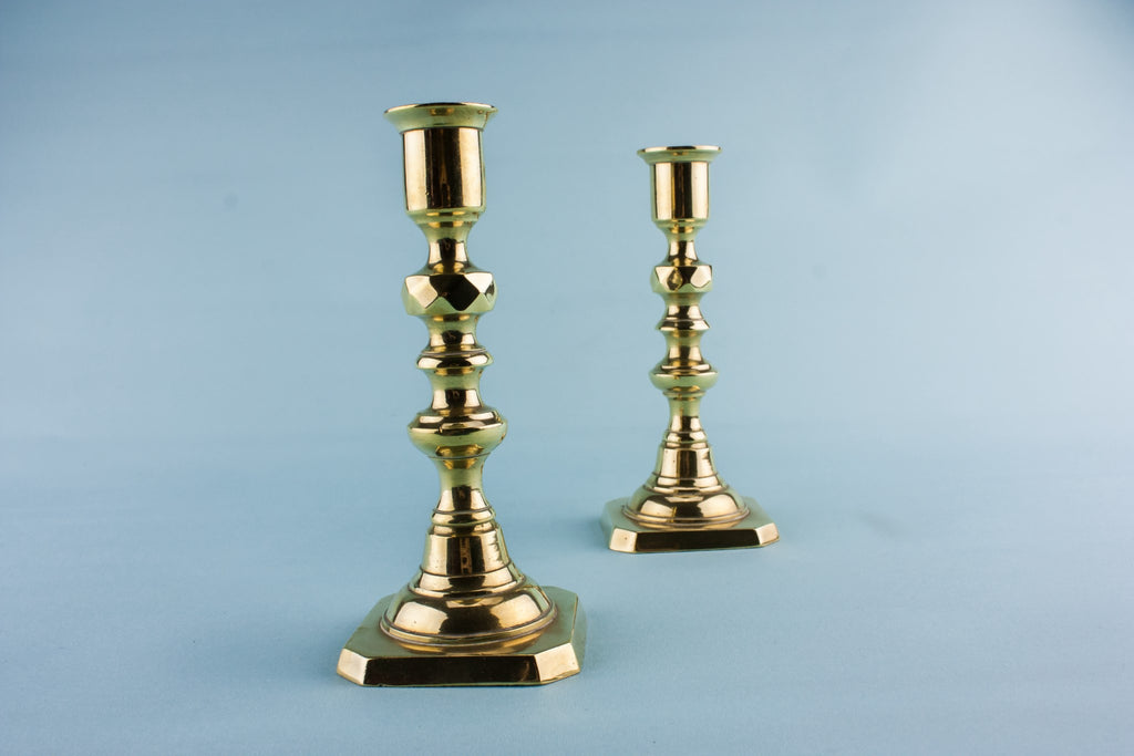 2 brass medium candlesticks