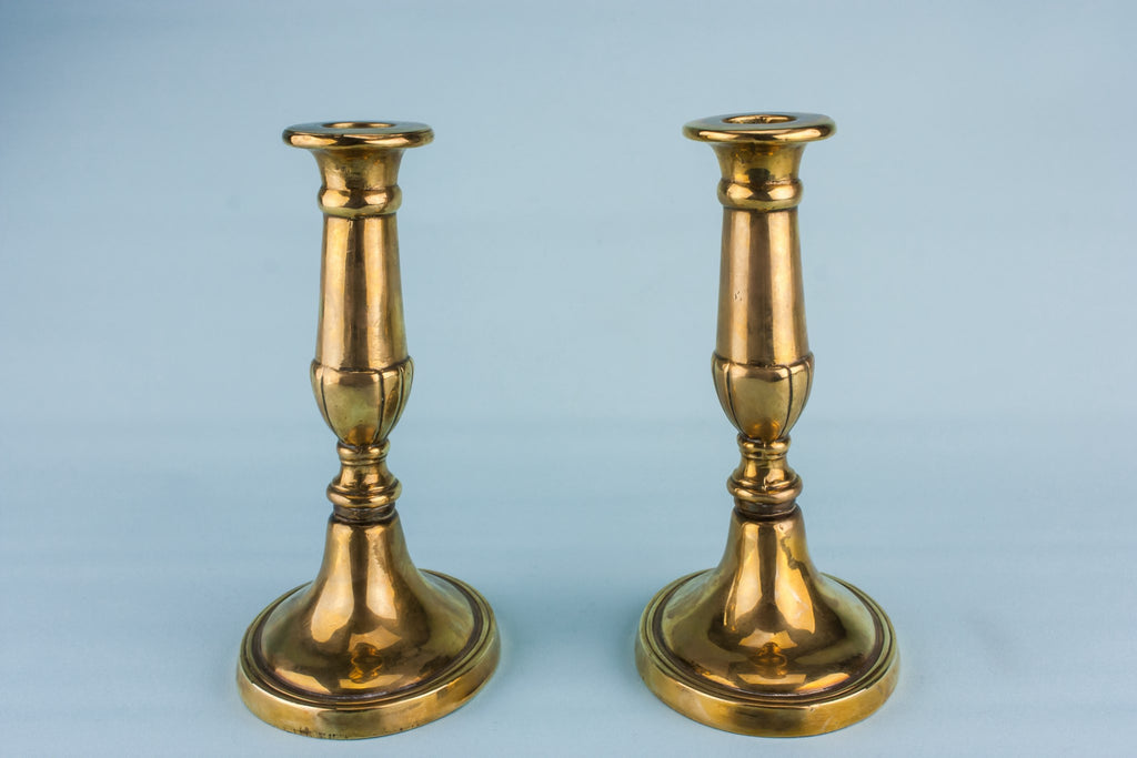 2 brass medium candlesticks