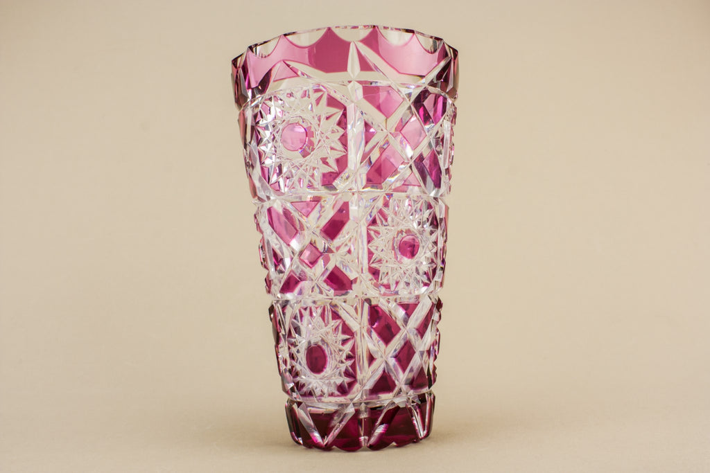 Cranberry red glass vase