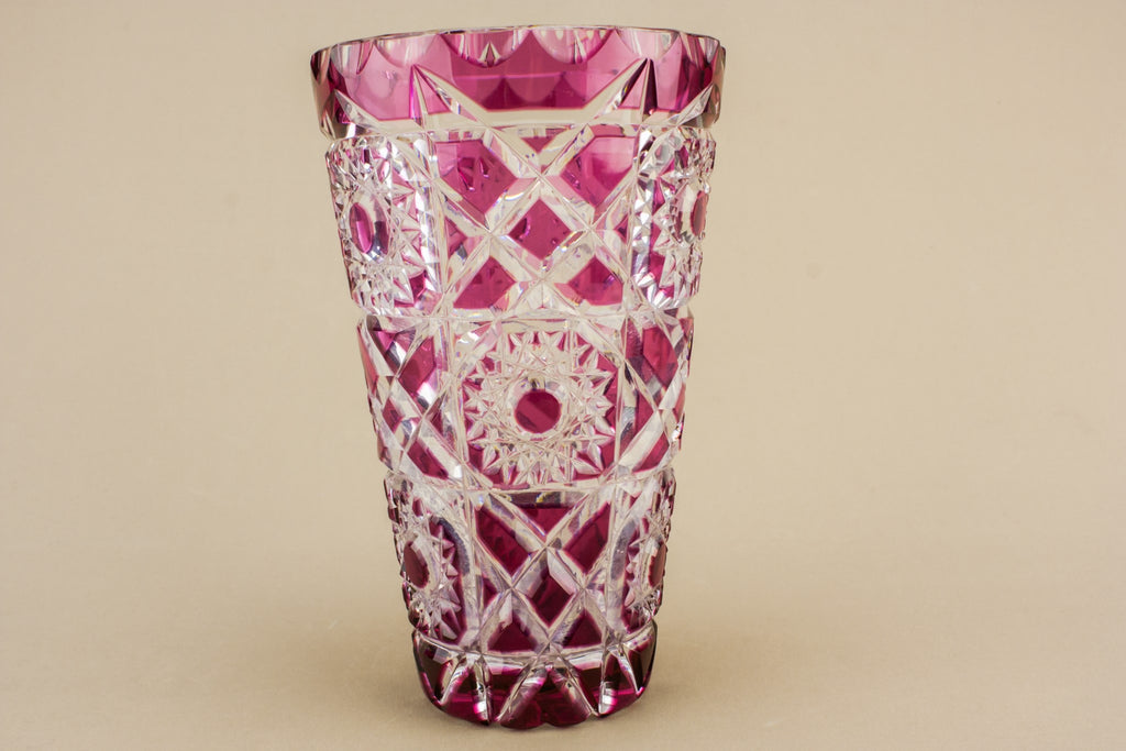 Cranberry red glass vase