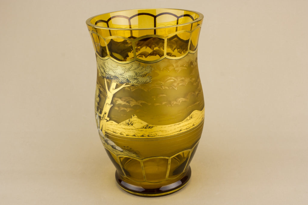 Joska painted glass vase