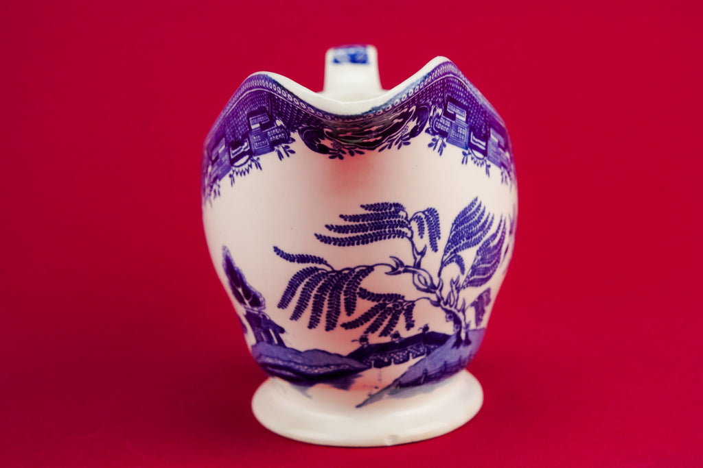 Blue and white gravy boat