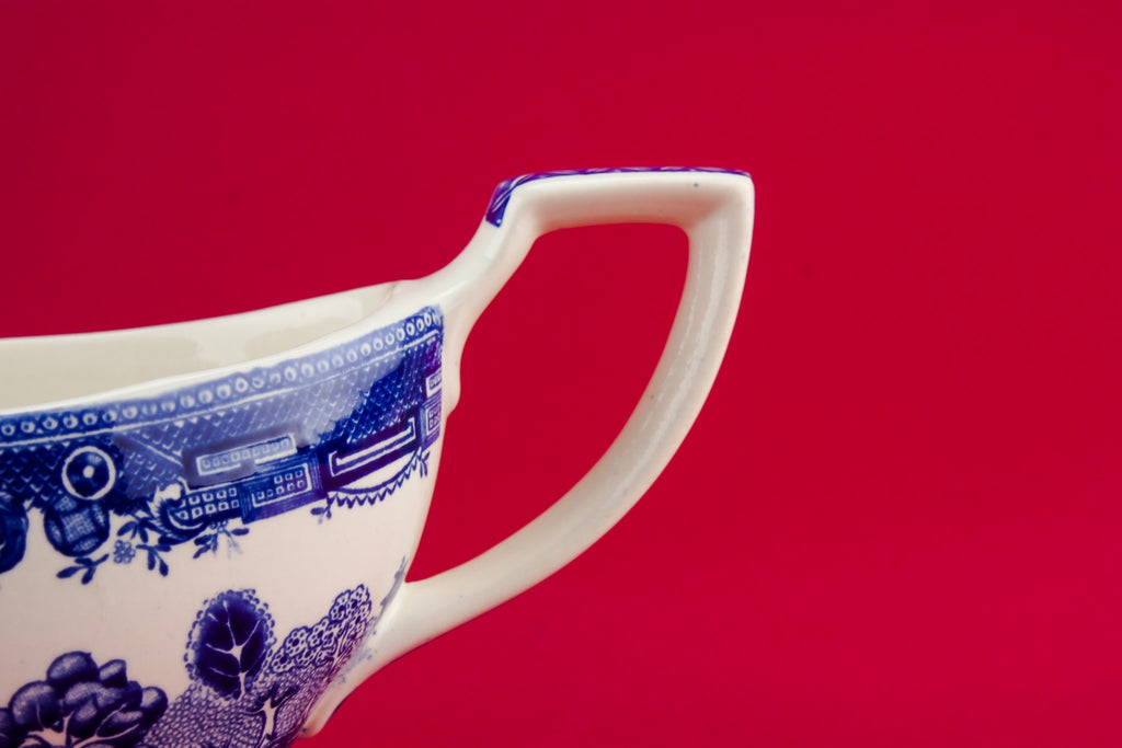 Blue and white gravy boat