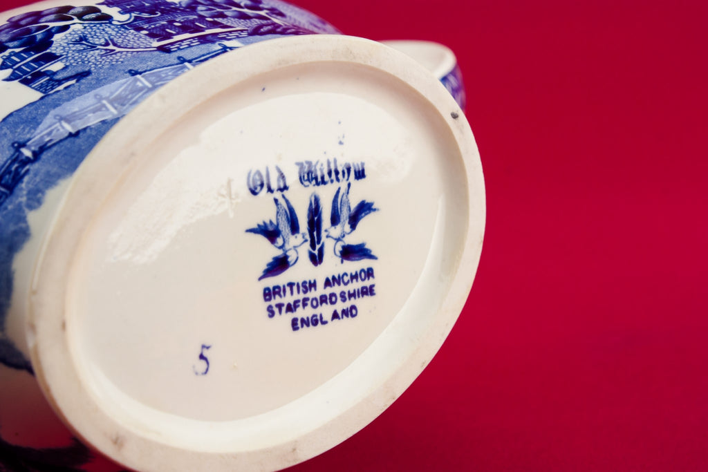 Blue and white gravy boat