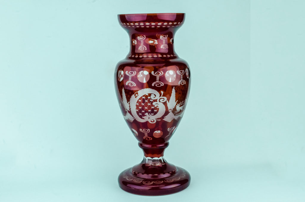 Large red glass vase