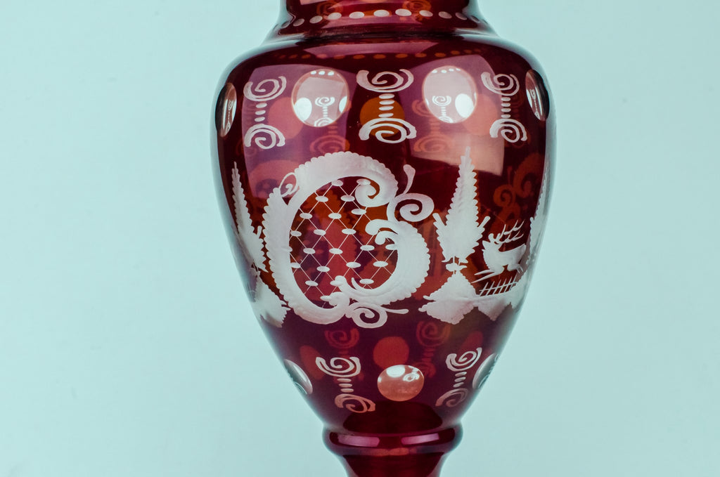 Large red glass vase