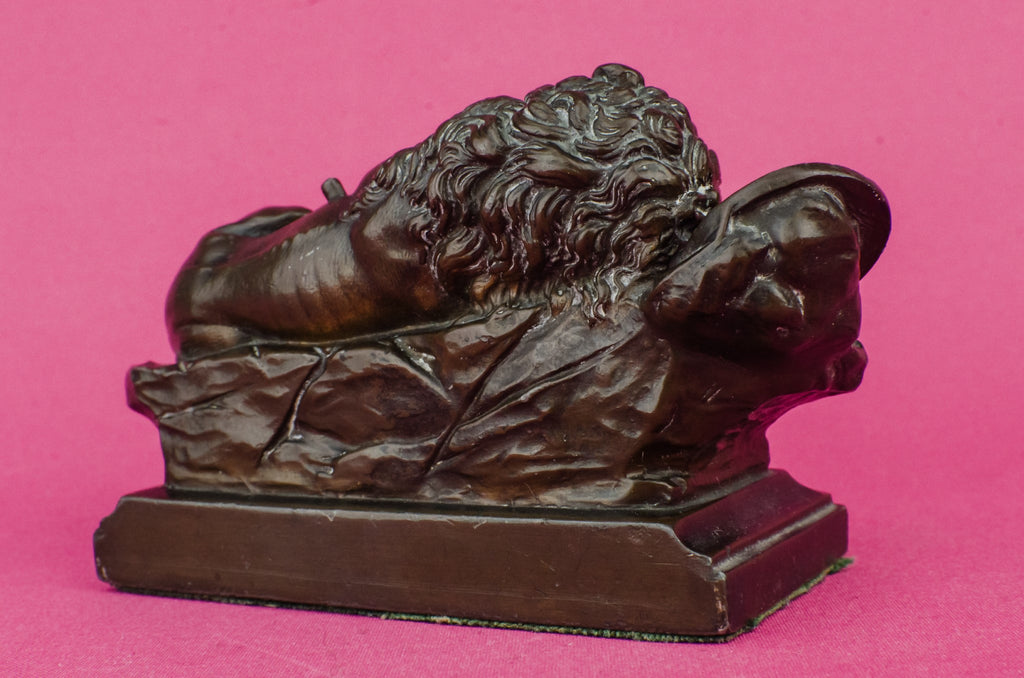 Bronze lion sculpture