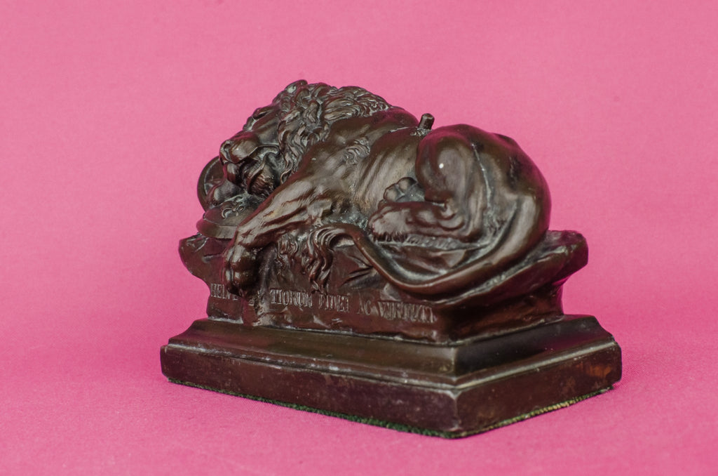 Bronze lion sculpture