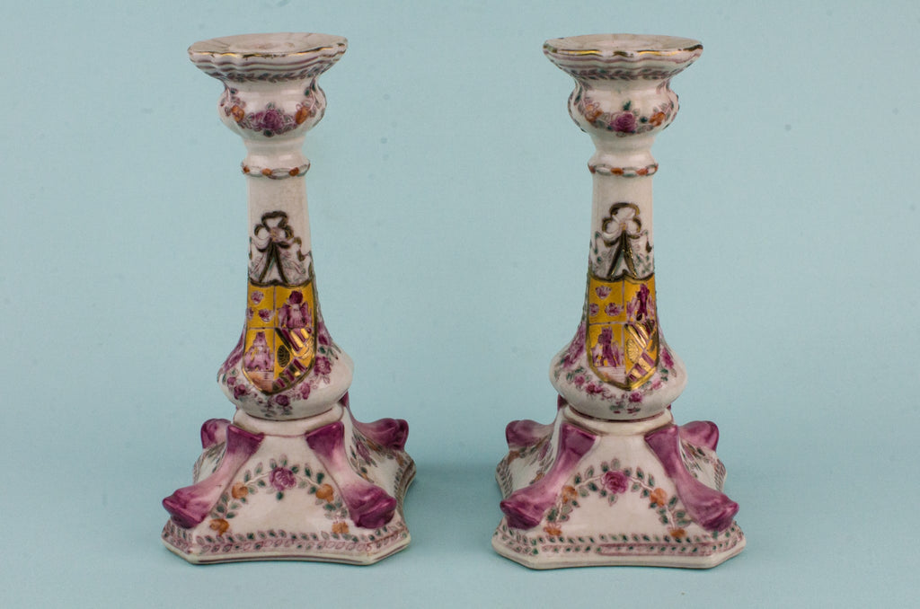 2 porcelain candlesticks