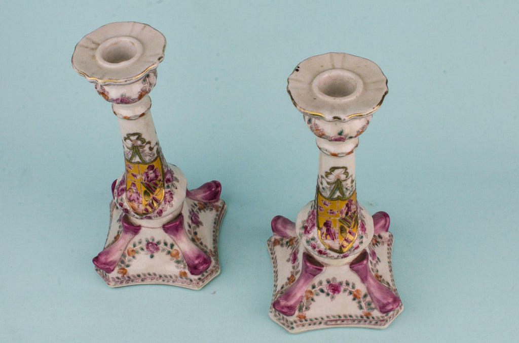 2 porcelain candlesticks