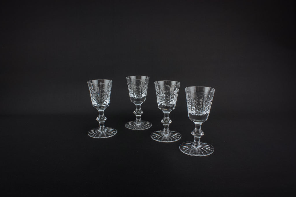 4 cut glass shot glasses