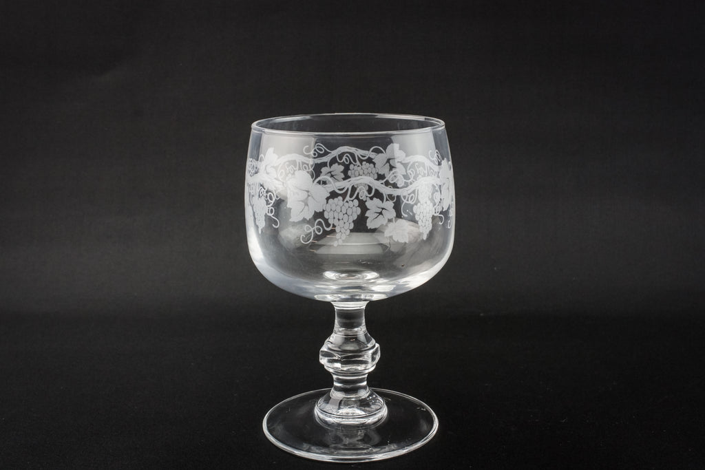 9 etched wine glasses